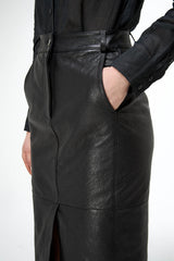 Eliana - Jupe en cuir noir