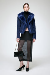 Aurora - Veste en peau lainée bleue