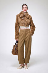 Lua - Veste en peau lainée camel