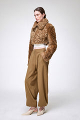 Lua - Veste en peau lainée camel
