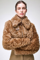 Lua - Veste en peau lainée camel
