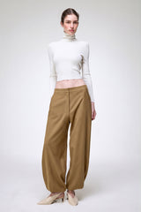 Nina - Khaki Wool Pant