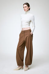 Nina - Pantalon en laine kaki