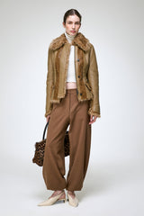 Estela - Veste en peau lainée camel