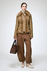 Estela - Veste en peau lainée camel