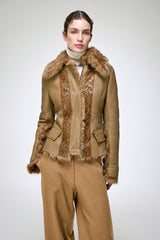 Estela - Veste en peau lainée camel