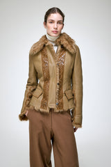 Estela - Veste en peau lainée camel
