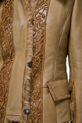 Estela - Veste en peau lainée camel