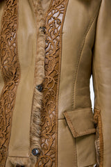 Estela - Veste en peau lainée camel