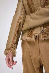 Estela - Veste en peau lainée camel