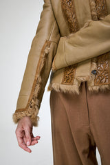 Estela - Veste en peau lainée camel
