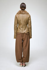 Estela - Veste en peau lainée camel