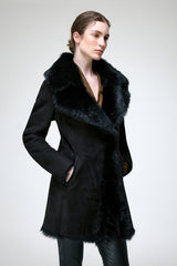Tyra - Black Shearling Coat