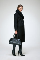 Celina - Black Suede Shearling Coat