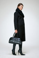 Celina - Black Suede Shearling Coat