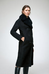 Celina - Black Suede Shearling Coat