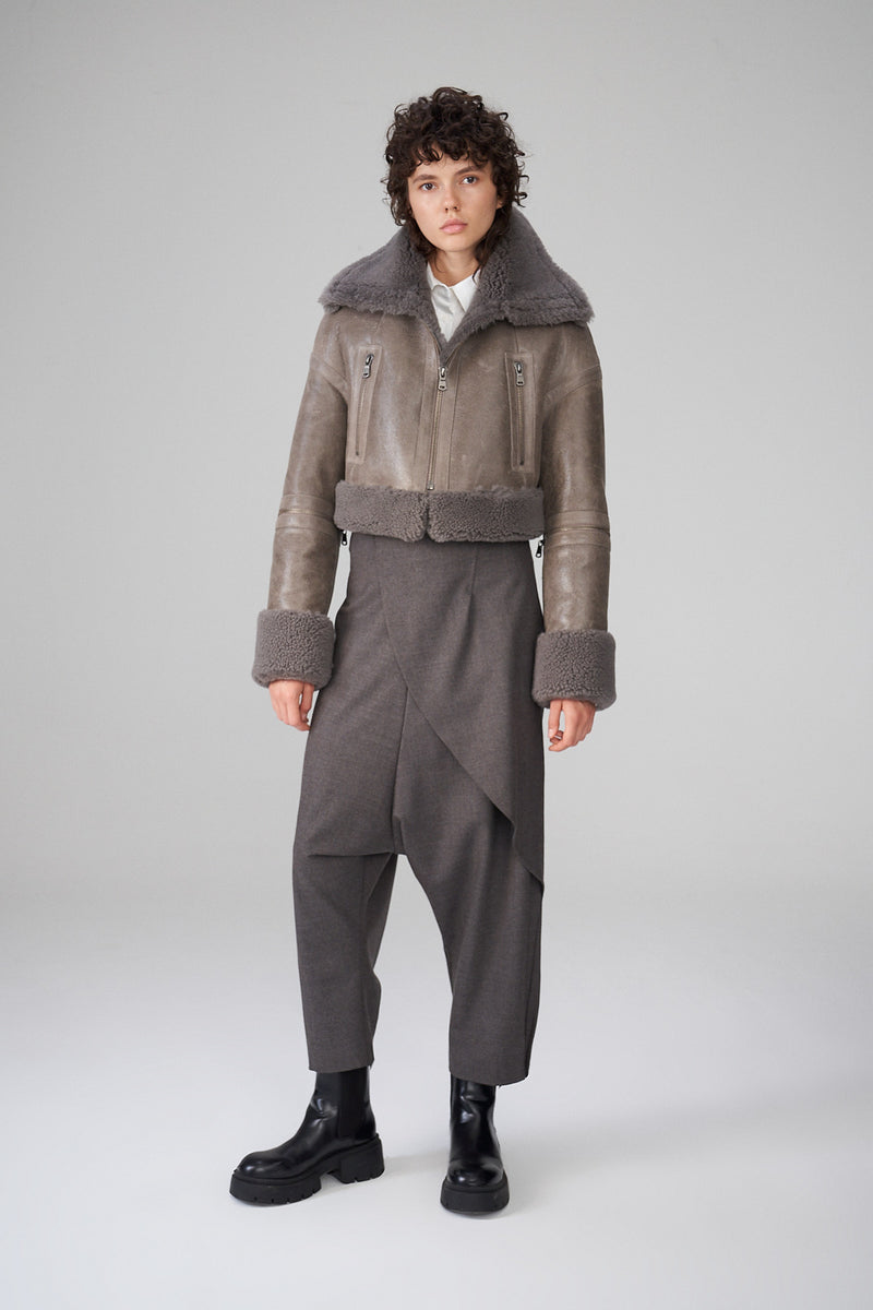 Mari - Grey Shearling Jacket