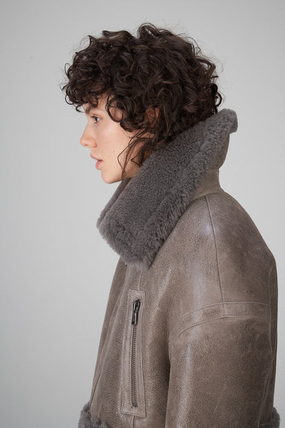 V S P - Mari - Grey Shearling Jacket