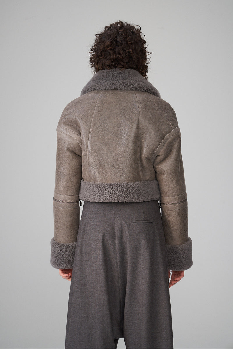 Mari - Grey Shearling Jacket