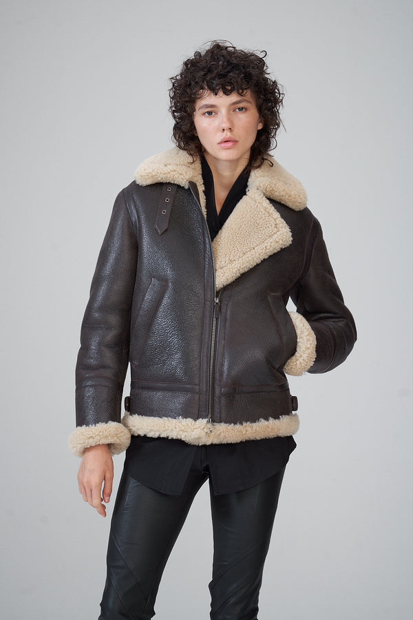Margo - Brown Shearling Jacket