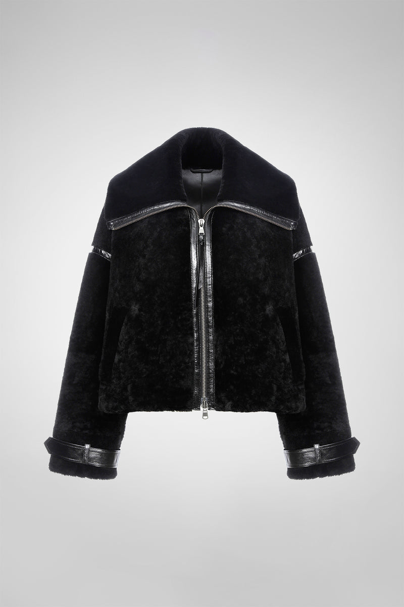 Serena - Black Shearling Jacket