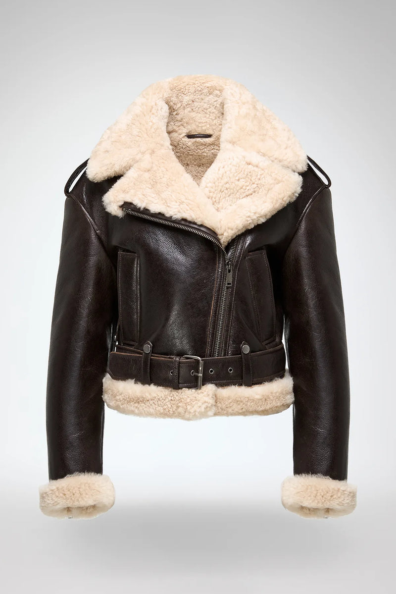 VSP - Tierra - Brown Beige Shearling Jacket