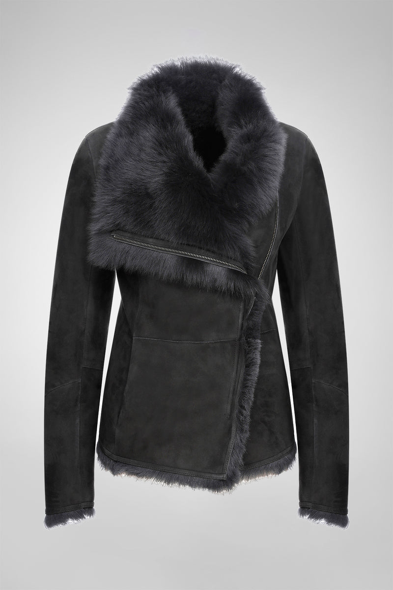 June - Dark Anthracite Shearling Jacket