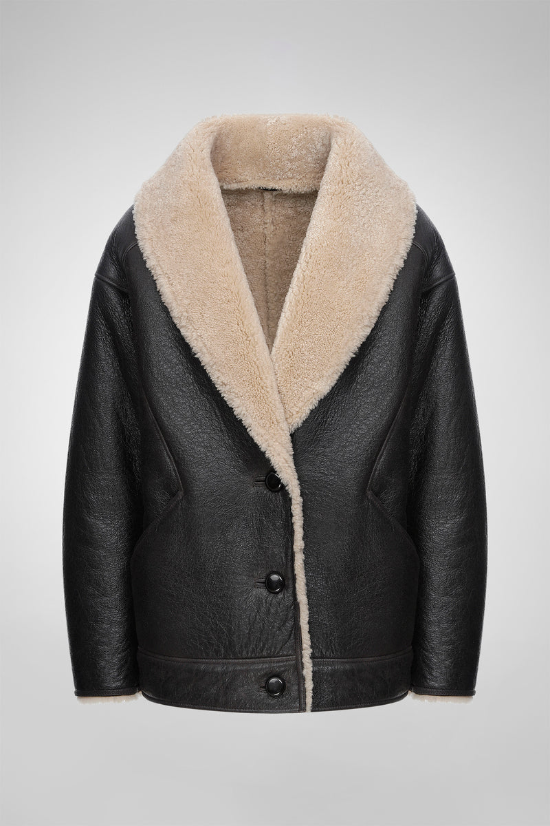 Nila - Brown Beige Shearling Coat