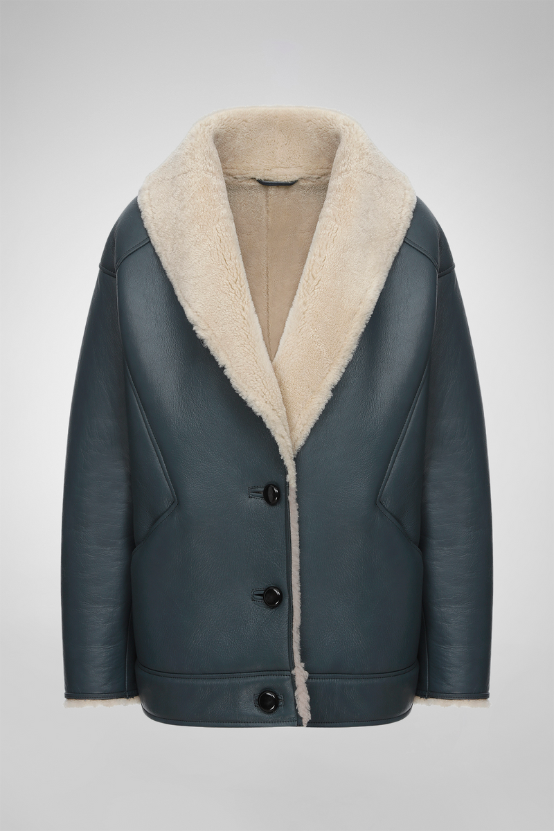 Nila - Indigo Shearling Coat