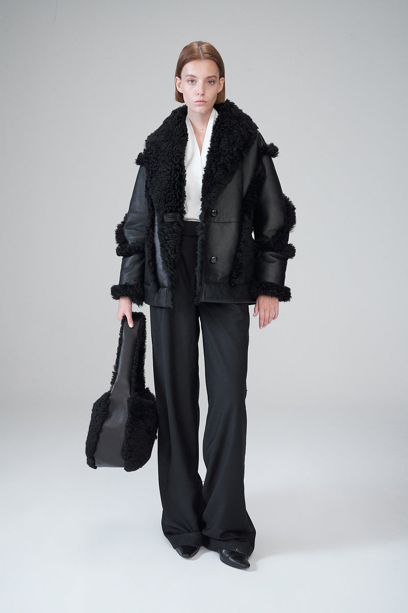 Laureen - Manteau en cuir Black