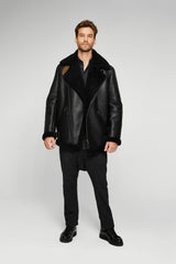 Charlie - Black Shearling Coat