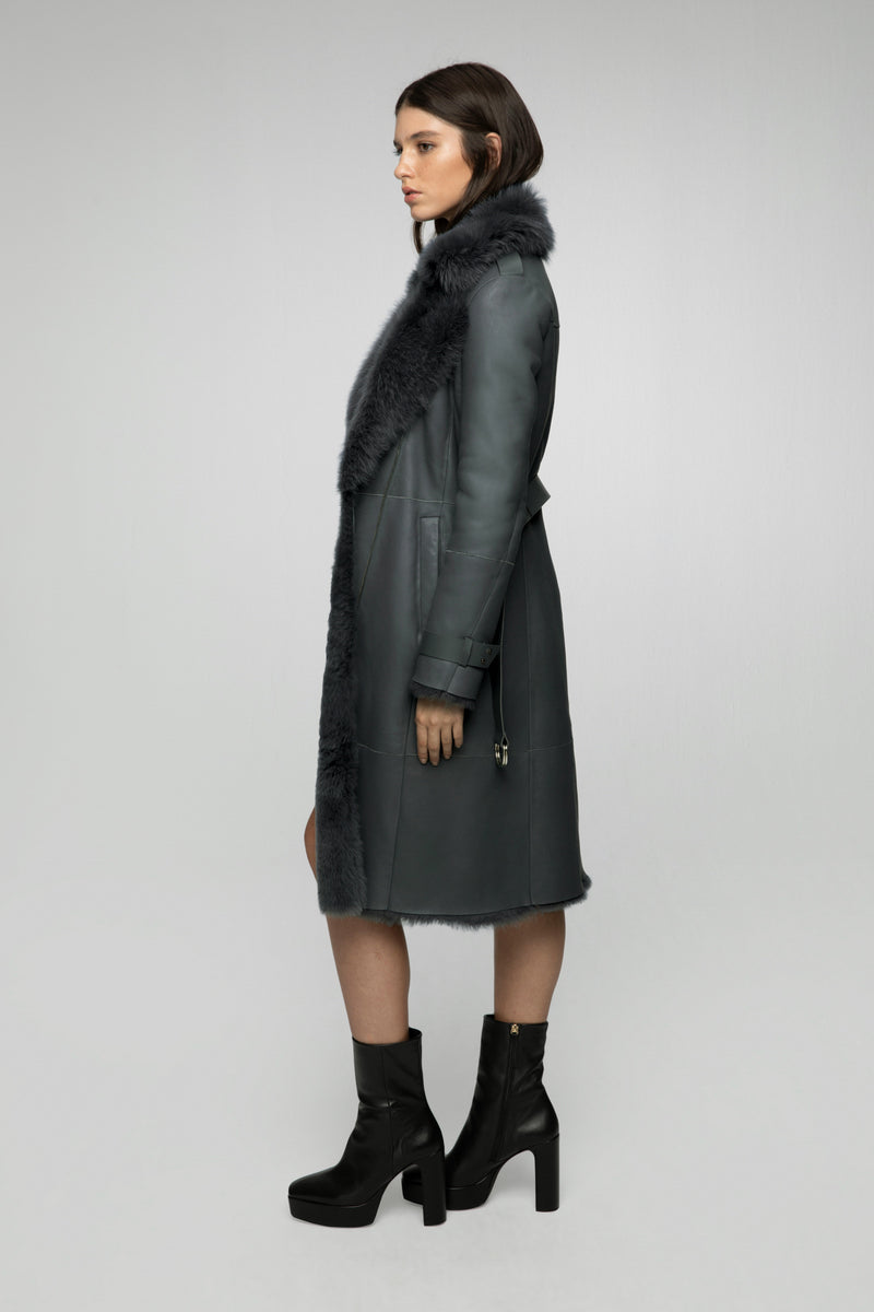 Harmony - Indigo Shearling Coat