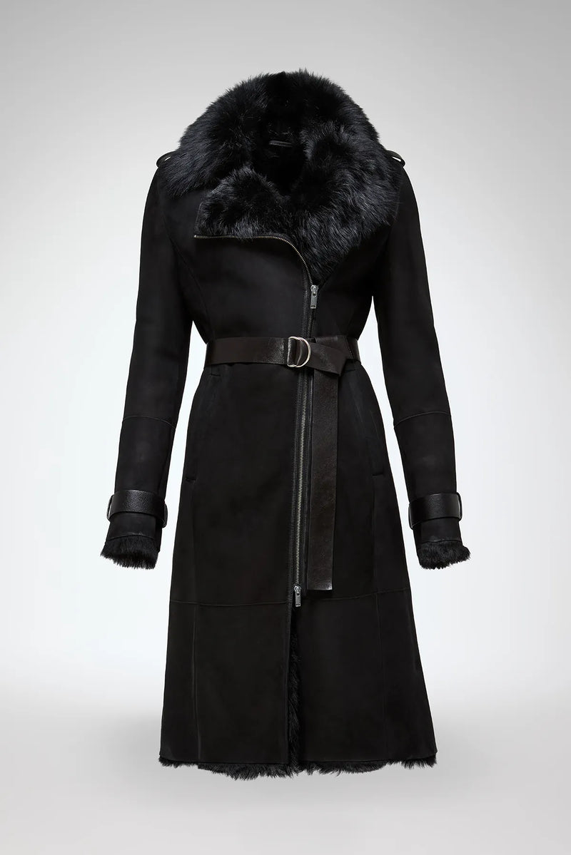 VSP - Lyza - Black Suede Shearling Coat