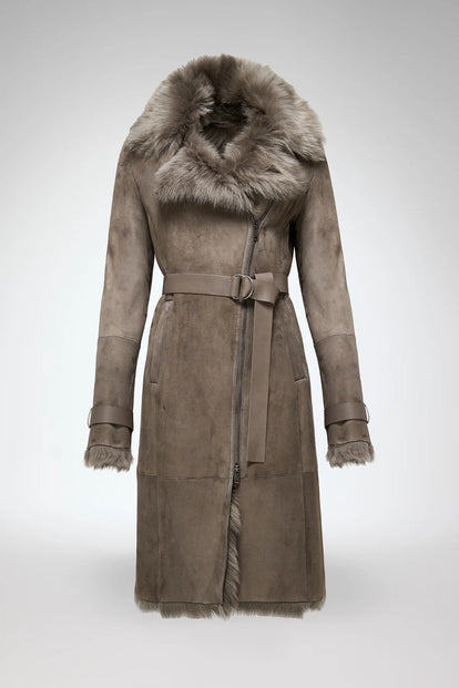 V S P - Lyza - Toscana Stone Shearling Coat