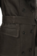 Brown Anthracite Shearling Coat