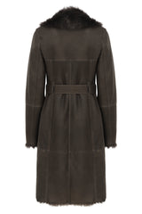 Brown Anthracite Shearling Coat