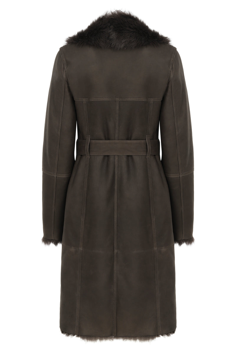 Brown Anthracite Shearling Coat