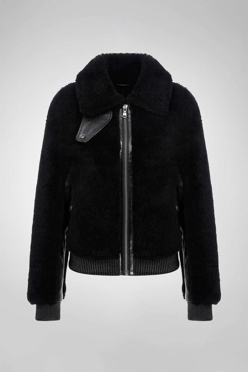 Elise - Black Shearling Jacket