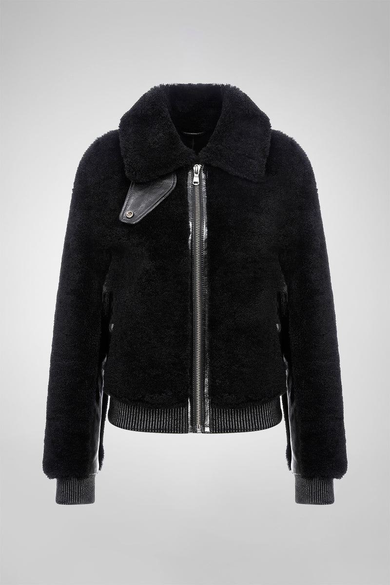 Elise - Black Shearling Jacket