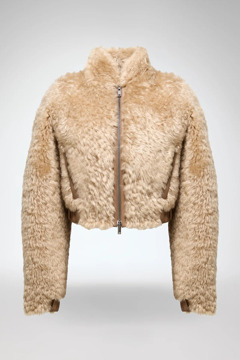 VSP - Liviana - Beige Brown Shearling Jacket