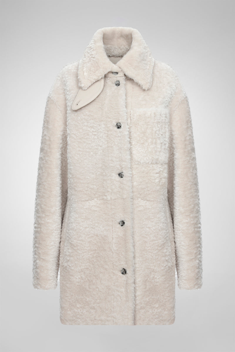 Yuki - Manteau en peau lainée Cream