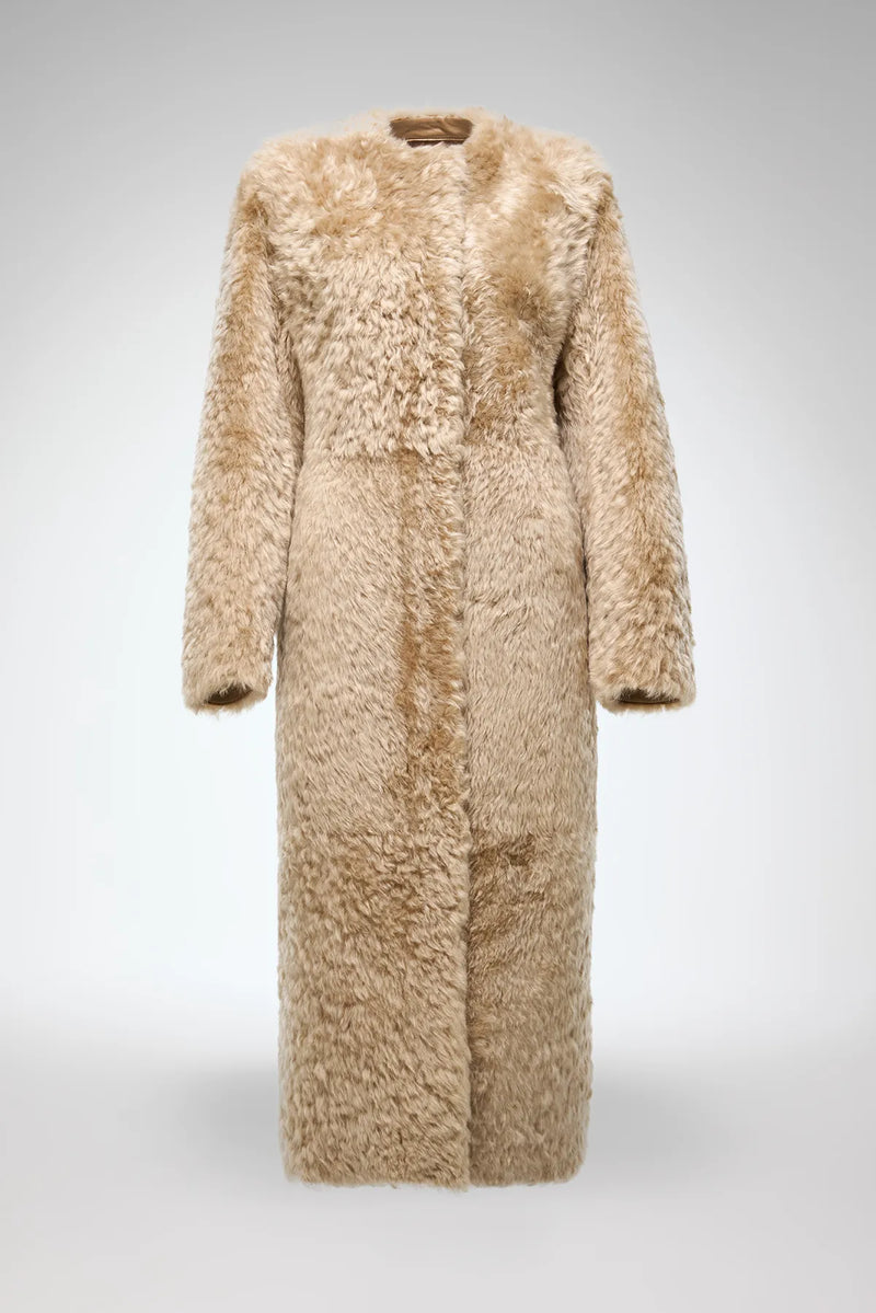 VSP - Inesse - Beige Brown Shearling Coat