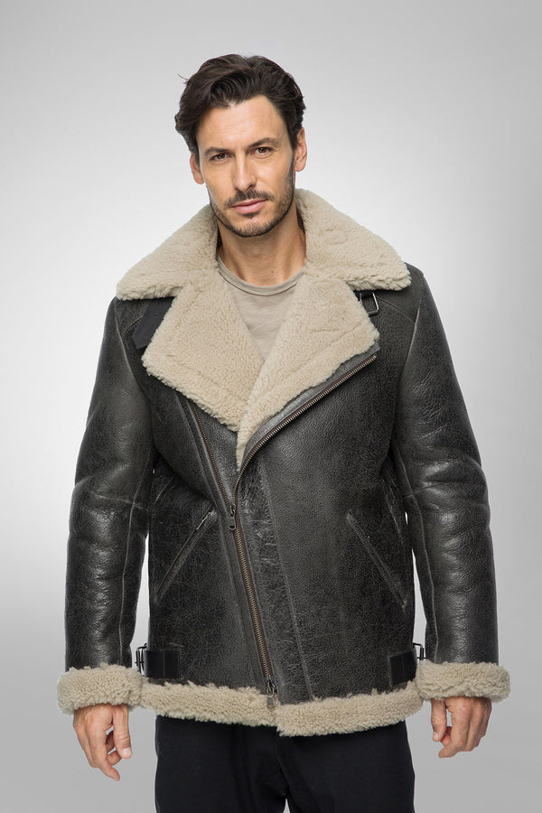Charlie - Anthracite Shearling Coat