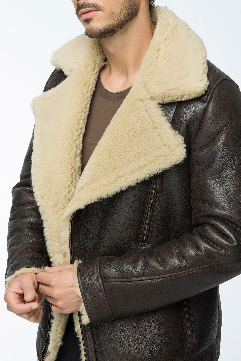 VSP - Tristan - Brown Beige Shearling Jacket