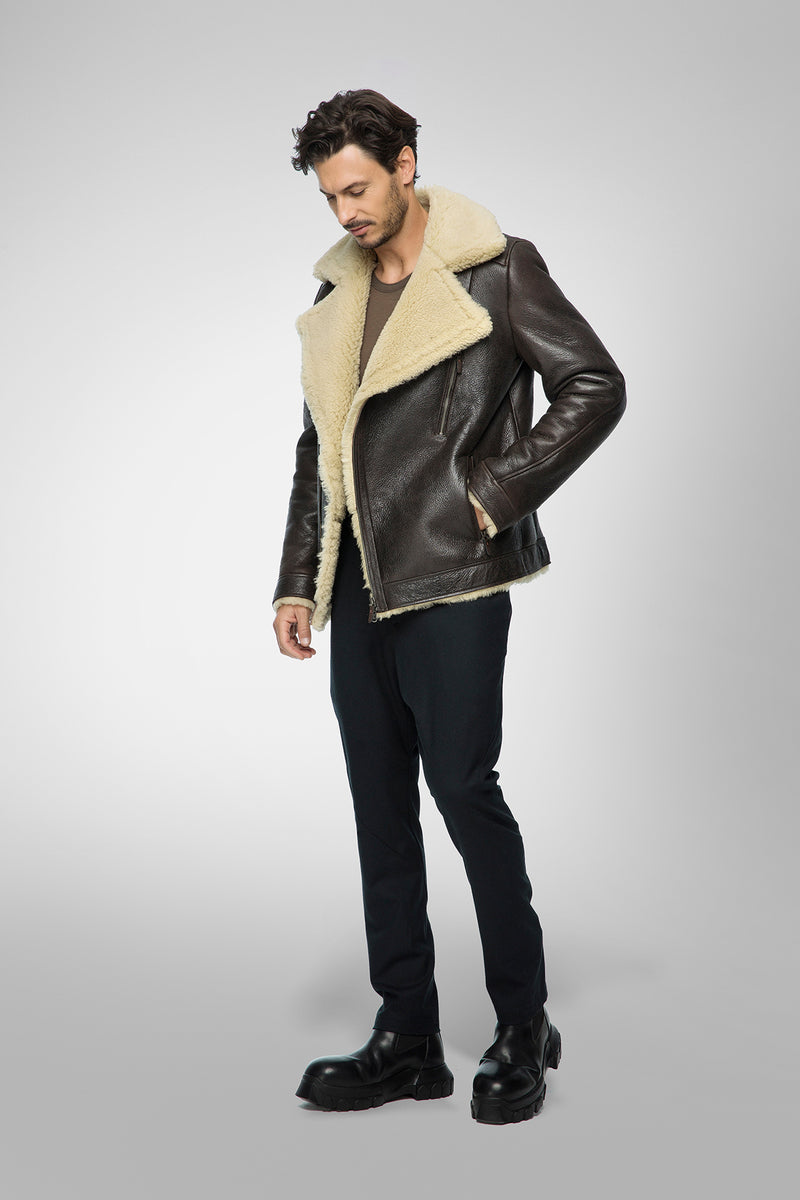 VSP - Tristan - Brown Beige Shearling Jacket