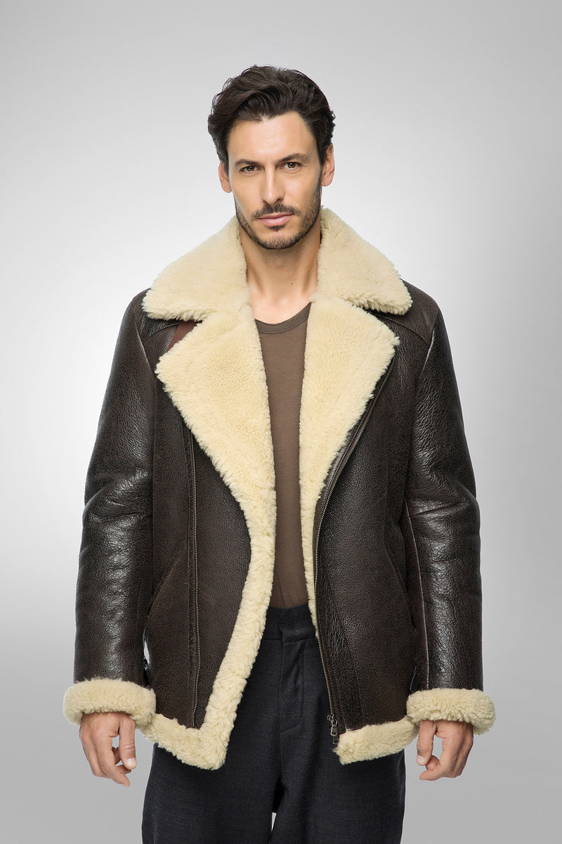 Charlie - Brown Beige Shearling Coat