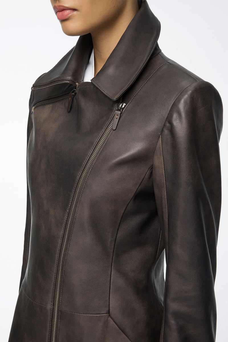 Eléanor - Carbon Leather Coat