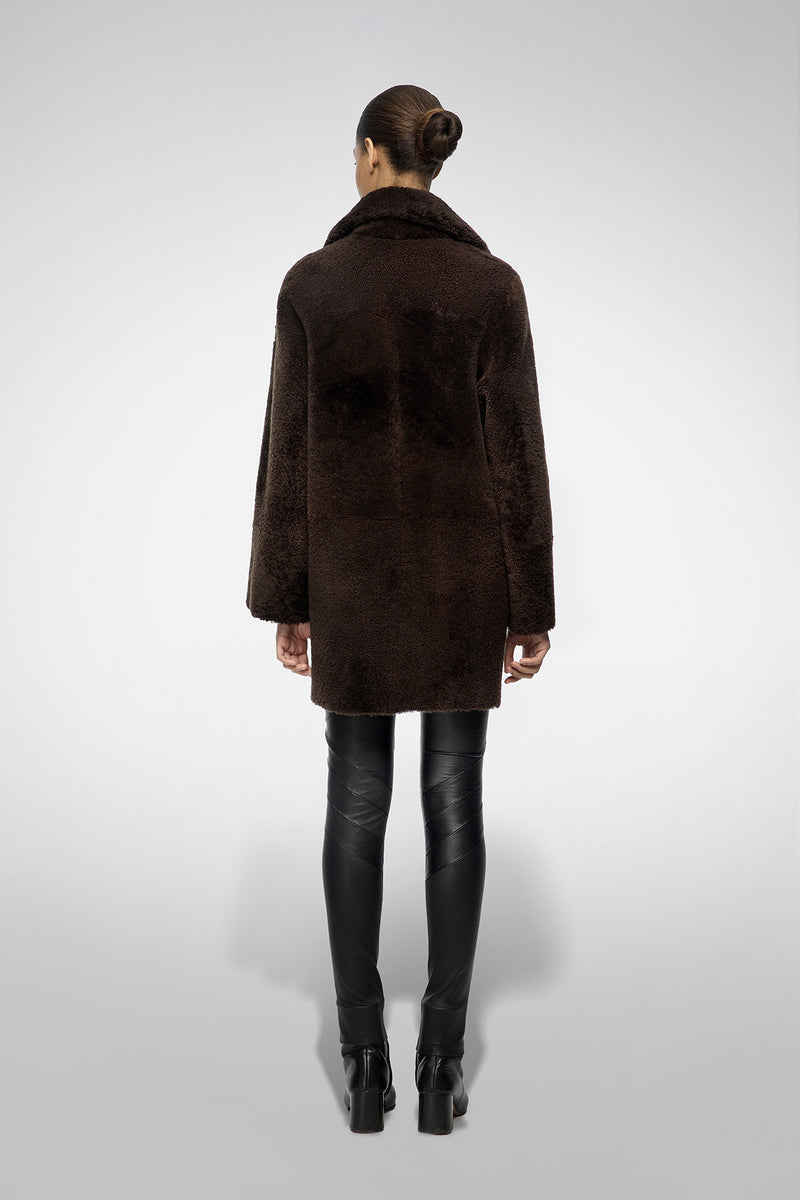 Matilda - Manteau en peau lainée Brown