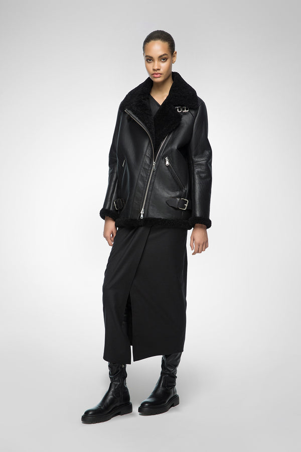 Harper - Black Shearling Coat