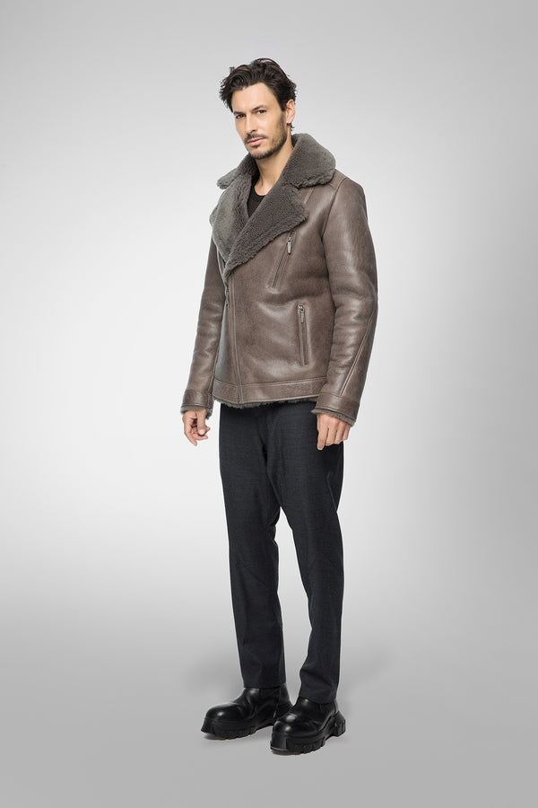 David - Warm Grey Shearling Jacket